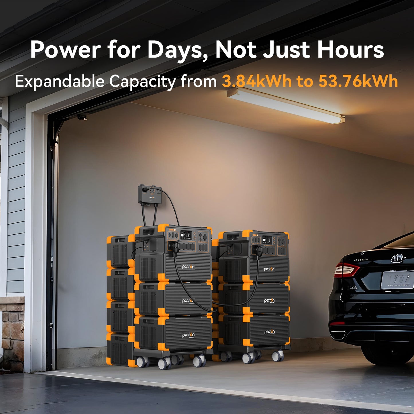 Pecron E3800 LFP Portable Power Station - 4,200W LiFePO4 Solar Generator (3,840Wh, Expandable)