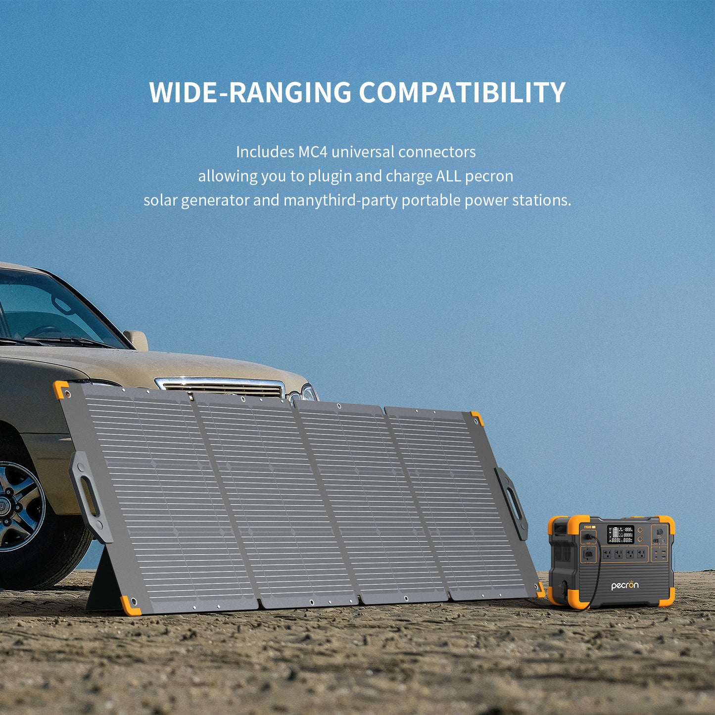Pecron PV300 Portable Solar Panel - 300W Monocrystalline, IP67 Waterproof, 4-Fold Design