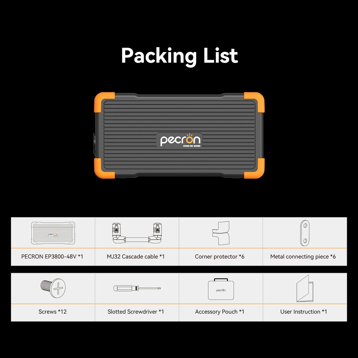 Pecron EP3800-48V Expansion Battery - 3,840Wh LiFePO4 Add-On (Compatible with E3600 LFP, E3800 LFP, and more)