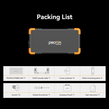 Pecron EP3800-48V Expansion Battery - 3,840Wh LiFePO4 Add-On (Compatible with E3600 LFP, E3800 LFP, and more)
